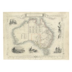 Used Gold Rush Era Masterpiece: The Tallis & Rapkin Rare Map of Pre-Queensland, 1851