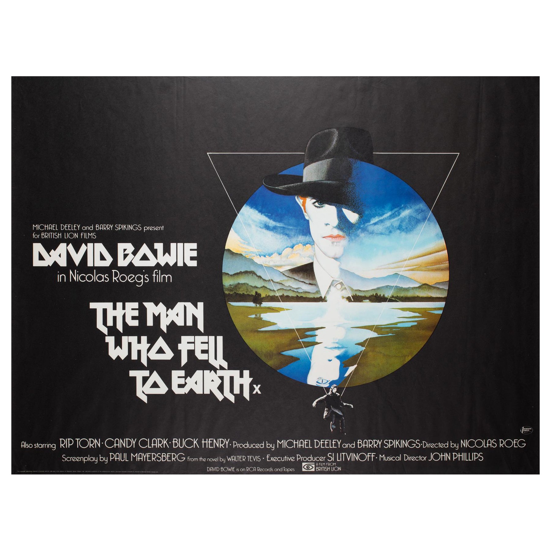 The Man Who Fell To Earth 1976 Rolletes UK Quad-Filmplakat, Vic Fair, „The Man Who Fell To Earth“