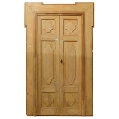 Used set of 8 lacquered poplar double doors with original frame, Italy