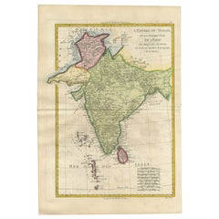 Carte ancienne de l'Empire moghol et de la péninsule indienne du sud des Ganges, 1787
