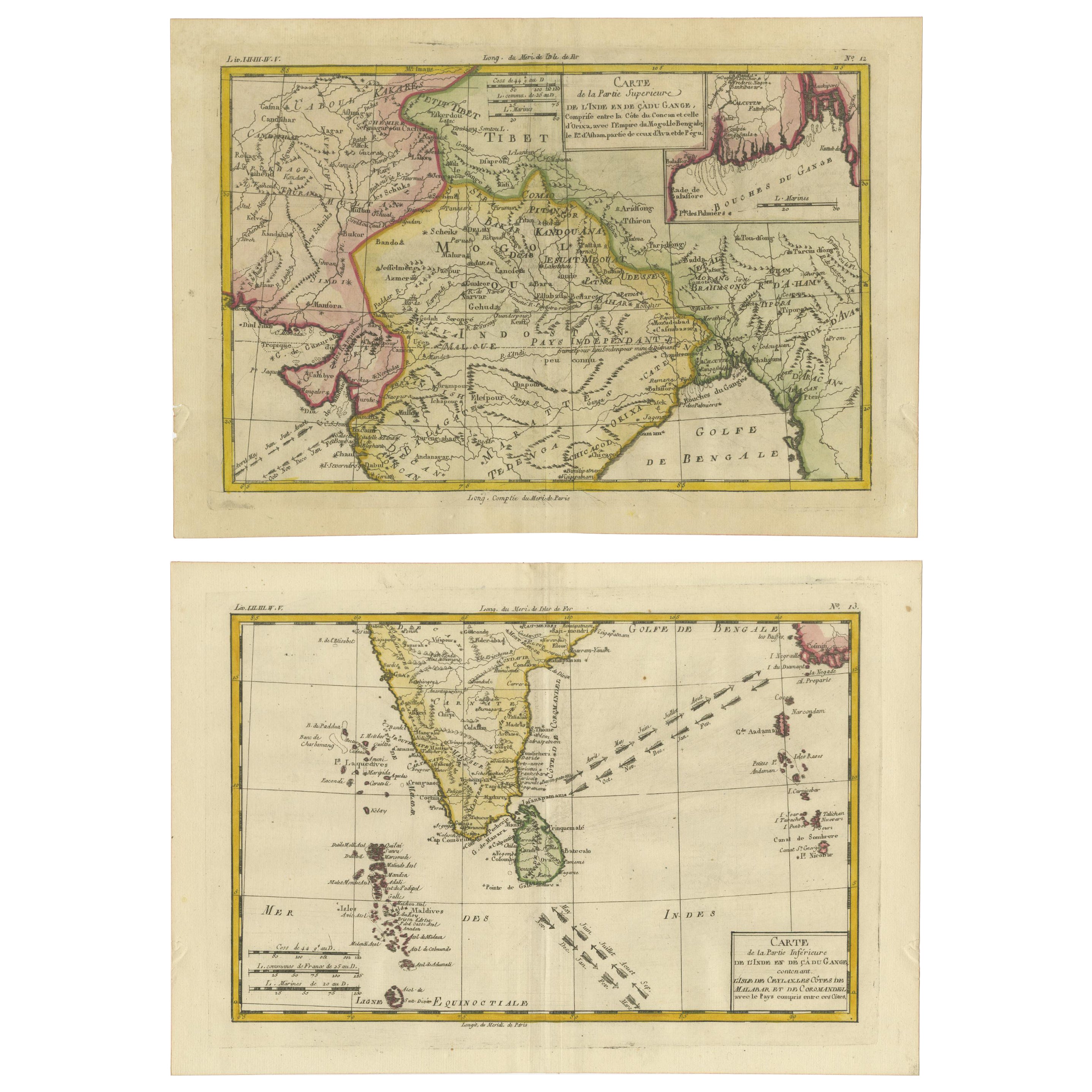 18th Century Cartographic Depiction of Upper India and Ceylon, 1835  For Sale