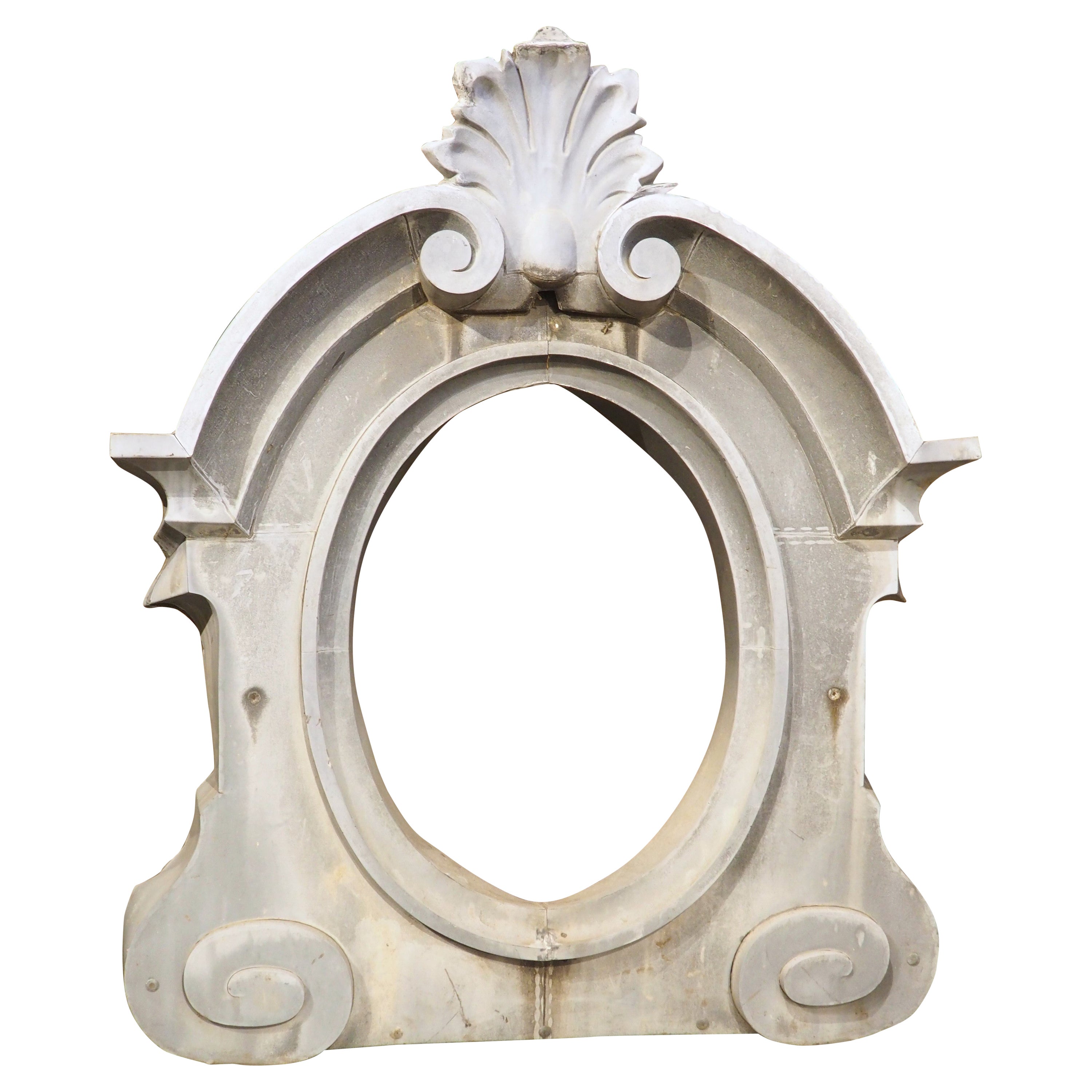 Antique French Zinc Oeil de Boeuf Window Dormer, Circa 1900 For Sale