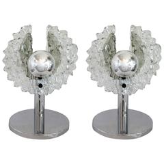 Pair of Italian Chrome and Glass Table Lamps 12