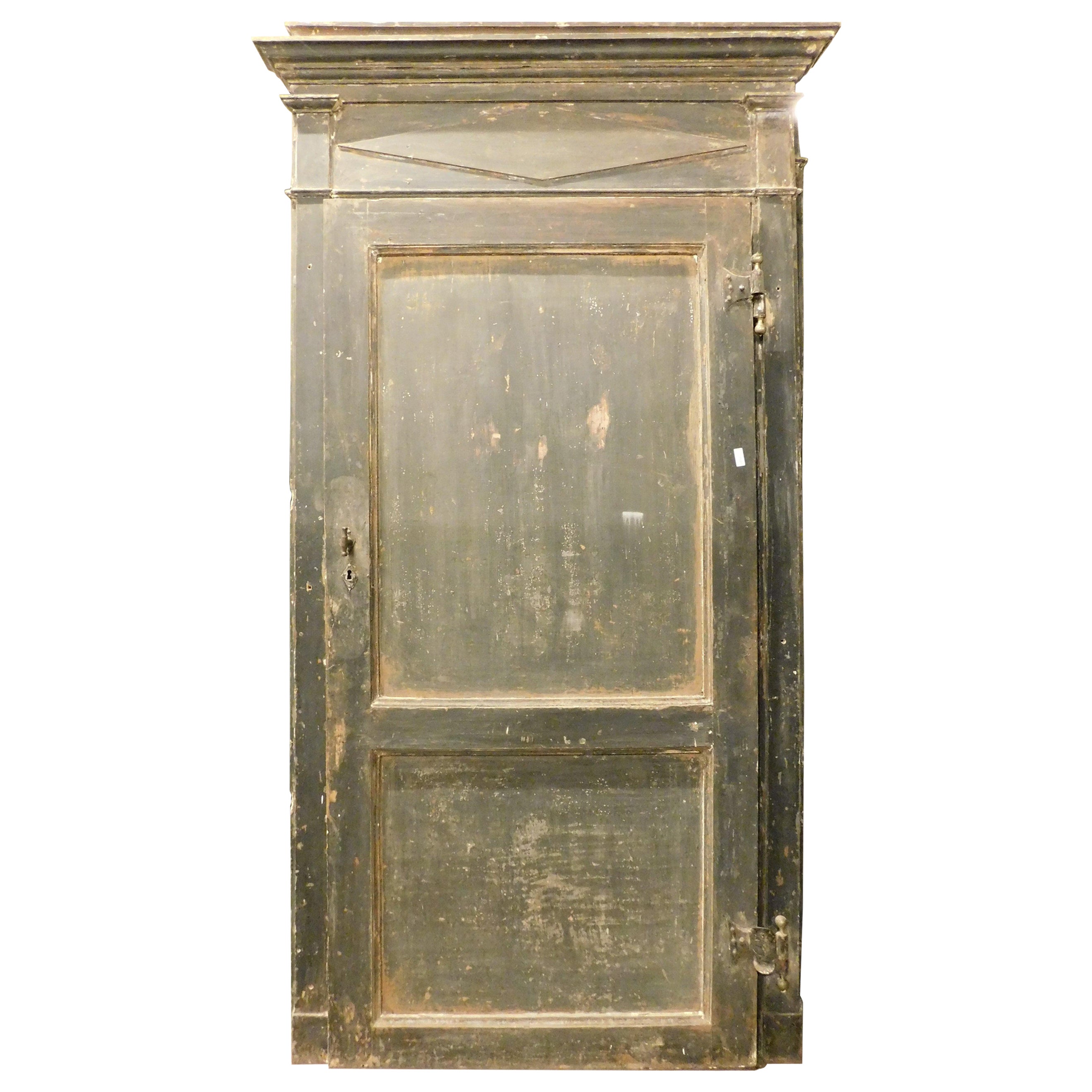 4 antique lacquered doors, first patina and original frame, Italy