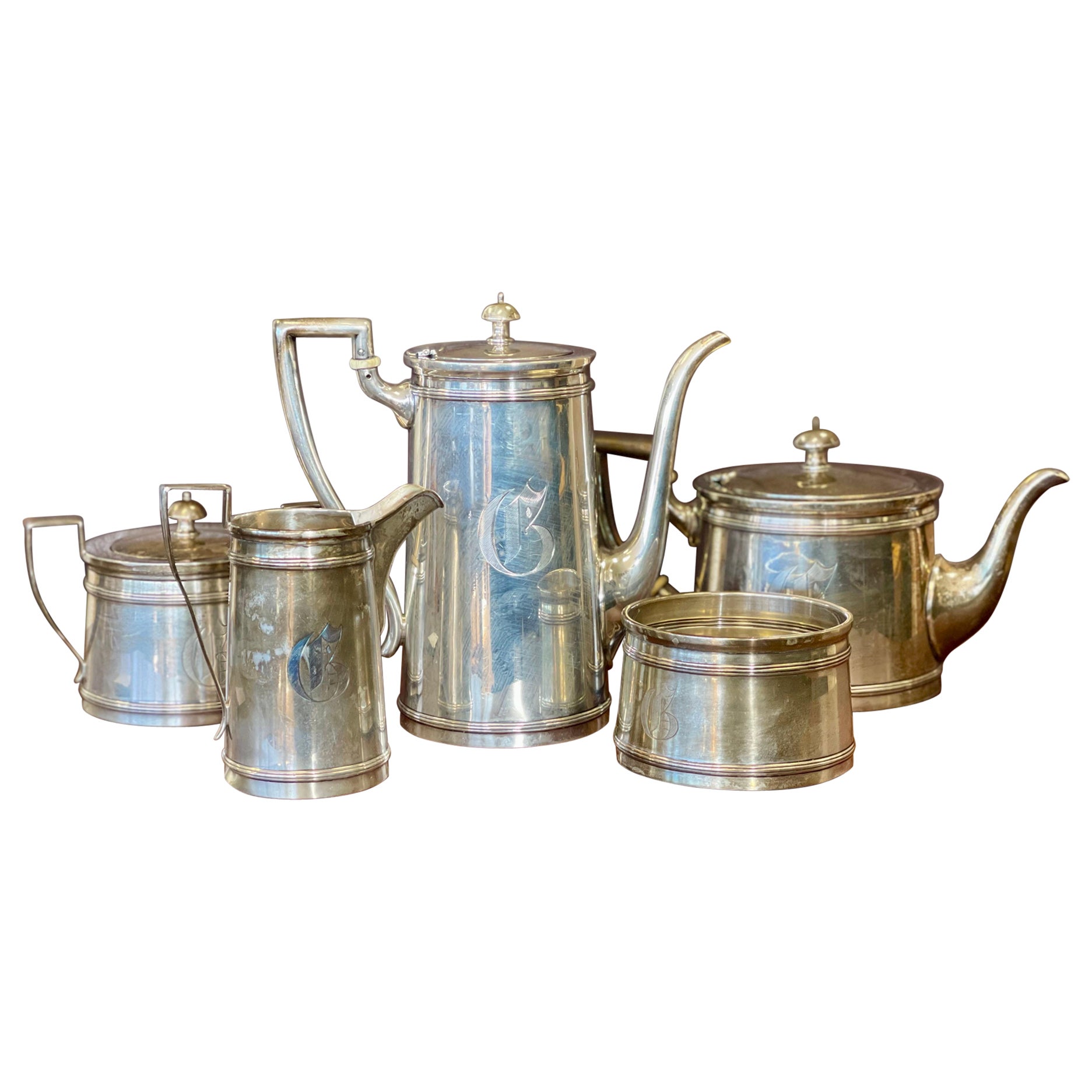 Meriden Britannia 5-Piece Sterling Silver Tea Coffee Set Service 2132 Grams