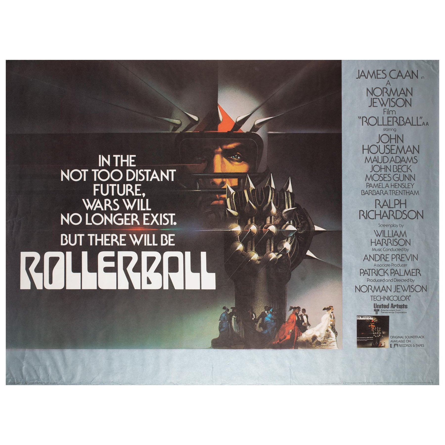 Rollerball 1975 Rolled UK Quad-Filmplakat, Bob Peak, gerolltes Filmplakat im Angebot