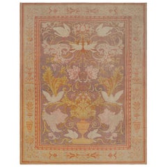 Antique Bessarabian Rug in Purple with Floral Pictorials