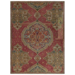 Antique Aubusson Rug in Red with Medallion Patterns, from Rug & Kilim 