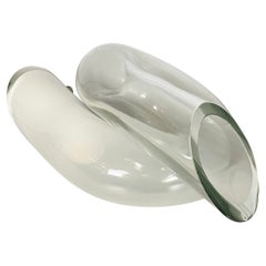 Lámpara de sobremesa italiana moderna Knotted en opalina y cristal transparente, años 80