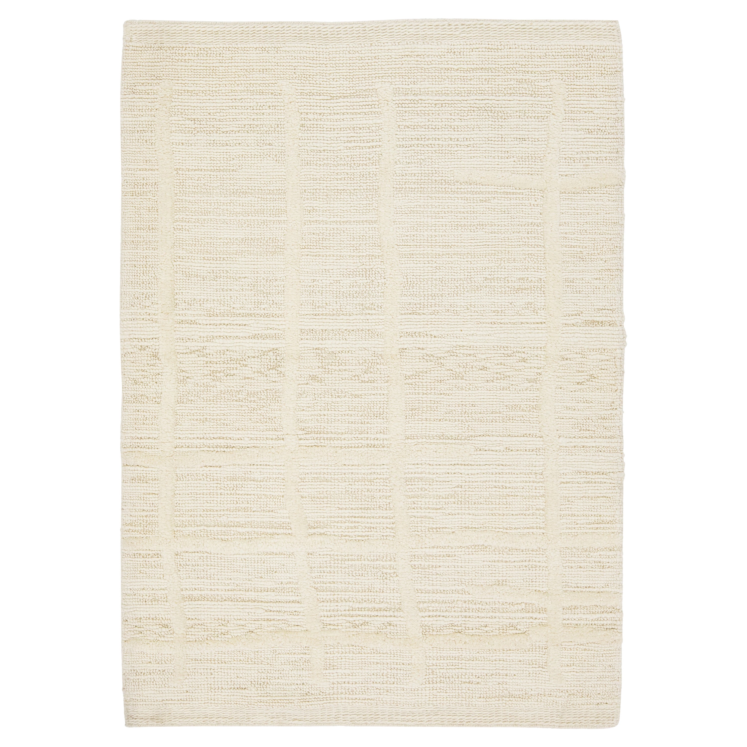 Hi-Lo Contemporary Moroccan Style Wool Rug With Beige Field For Sale