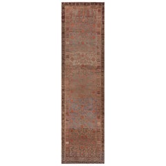 Hand-Knotted Wool Antique Pomegranate Floral Khotan Runner 