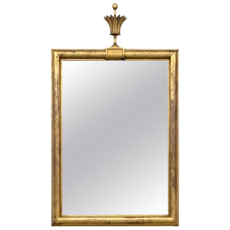 Extraordinary Tommi Parzinger Mirror With Finial Top For Sale