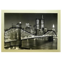 Vintage 3-Dimensional New York City Skyline Photograph, Twin Towers, encadré