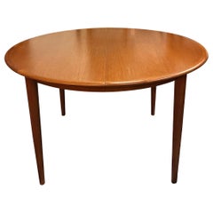 Mid Century Danish Teak Round Dining Extending Table by Skovmand & Andersen