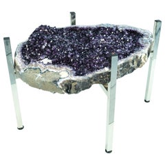 Deep Purple Amethyst Geode Dining Table on Handmade Base