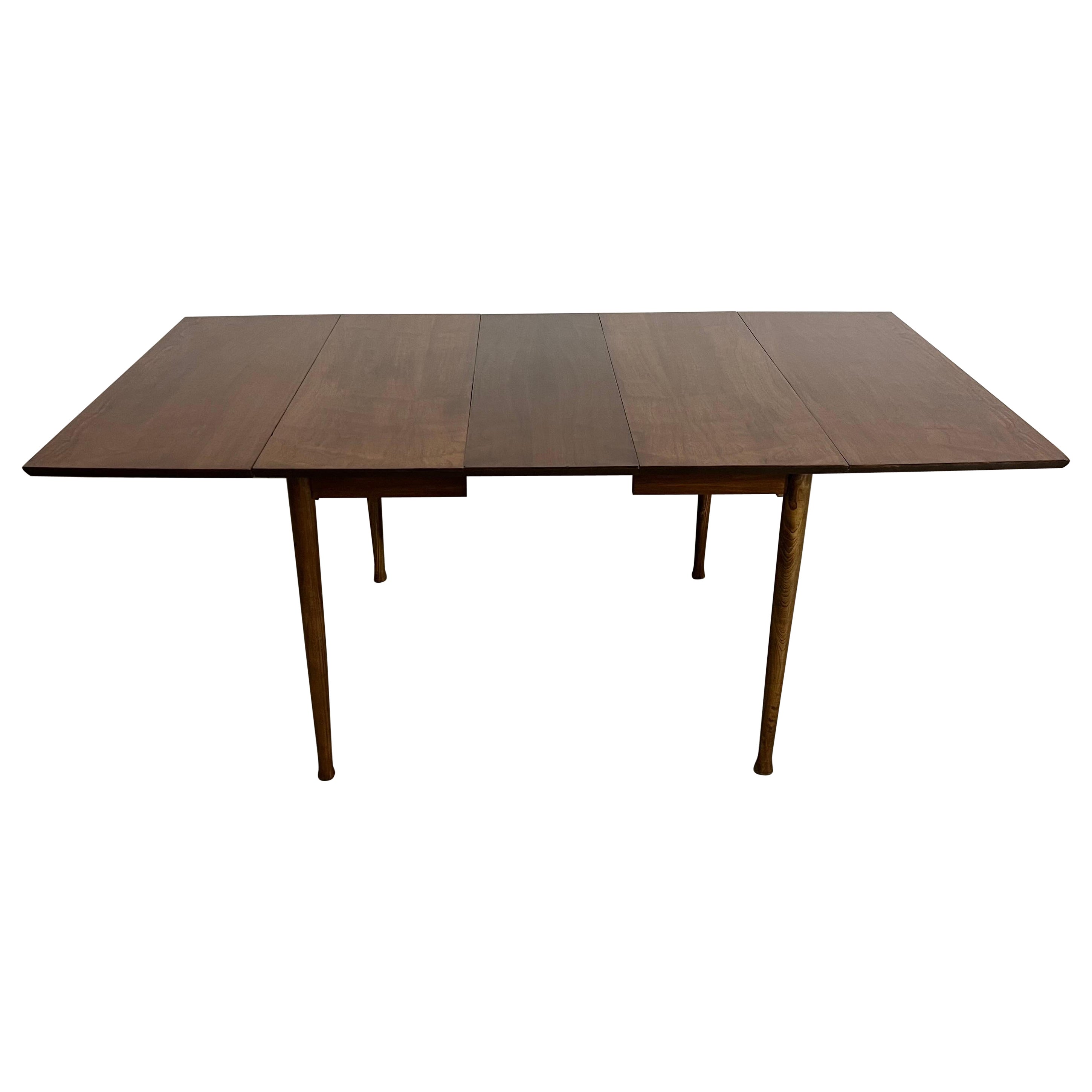 Mid-Century Modern Walnut 60" Drop Leaf Dining Table by H P Browning