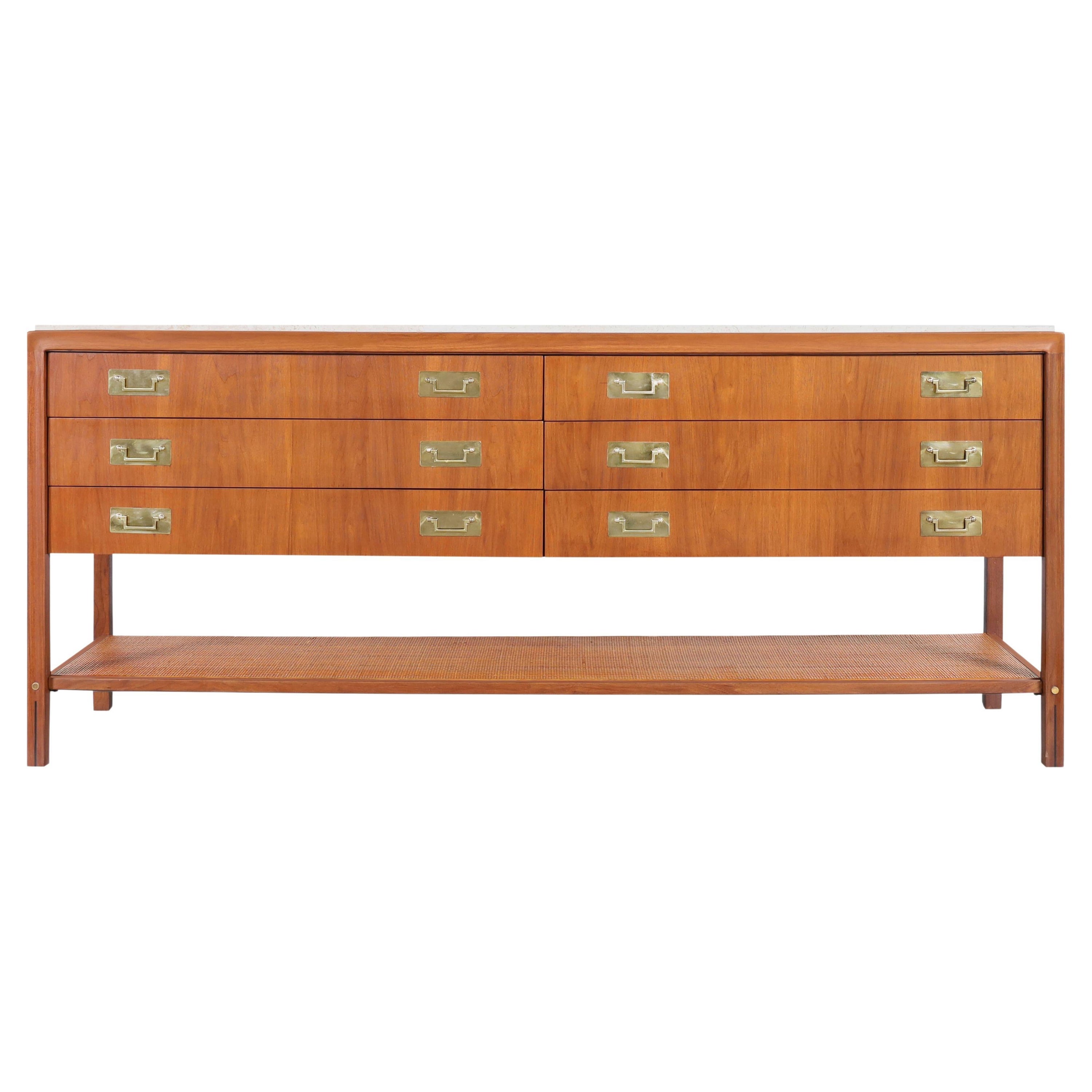 Vintage Walnut and Travertine Sideboard by Gerry Zanck for Gregori Furniture