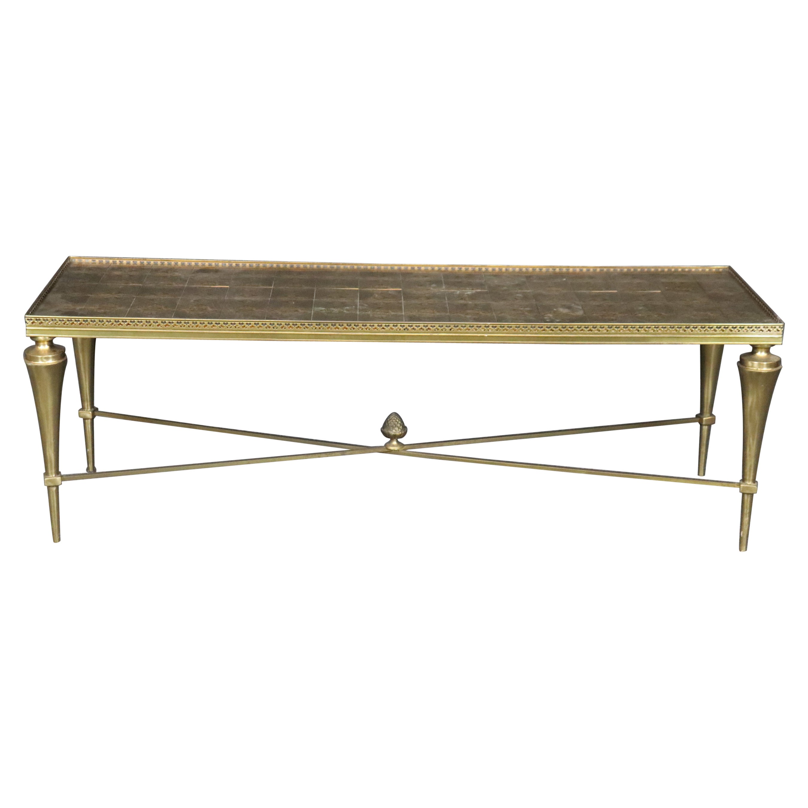 Superb Brass Directoire Style Coffee Table Attributed to Maison Jansen  For Sale
