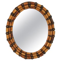Wood Beads and Balls Small Oval Mirror