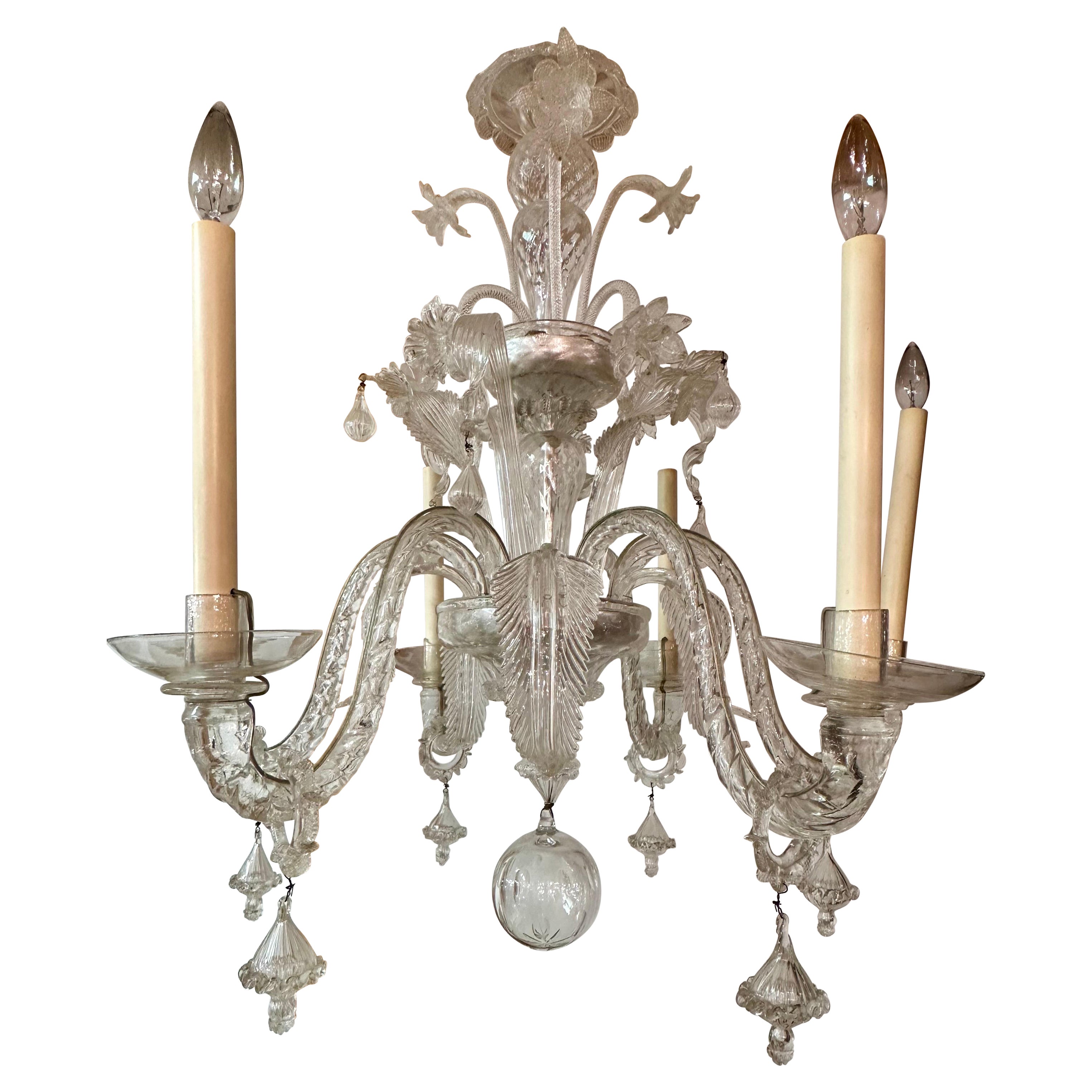 6 light antique Venetian chandelier  For Sale