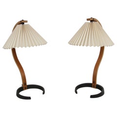 Pair of Mads - Caprani Denmark 1970s Timberline Bentwood Model 841 Table Lamps 