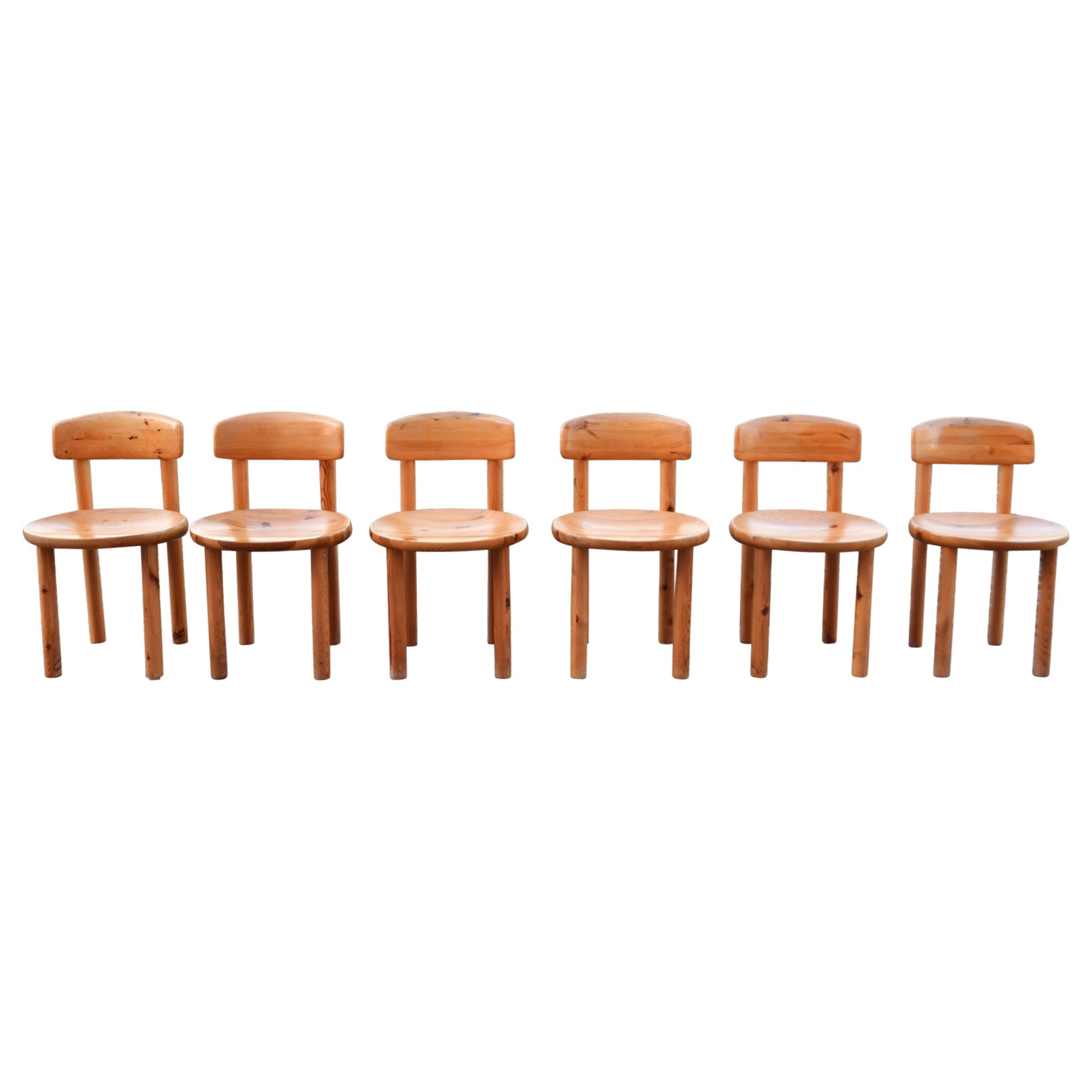 Rainer Daumiller Rare ensemble de 6 chaises danoises Flex en pin scandinave en vente