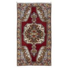 Used 4.6x8 Ft Traditional Oriental Rug in Burgundy Red, 1960s Handmade Turkish Carpet