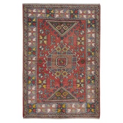 4x5.8 Ft Semi Antique Turkish Bergama Rug, 100% Wool