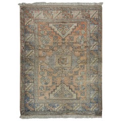 4.8x6 Ft Vintage Handmade Anatolian Wool Area Rug with Geometric Design