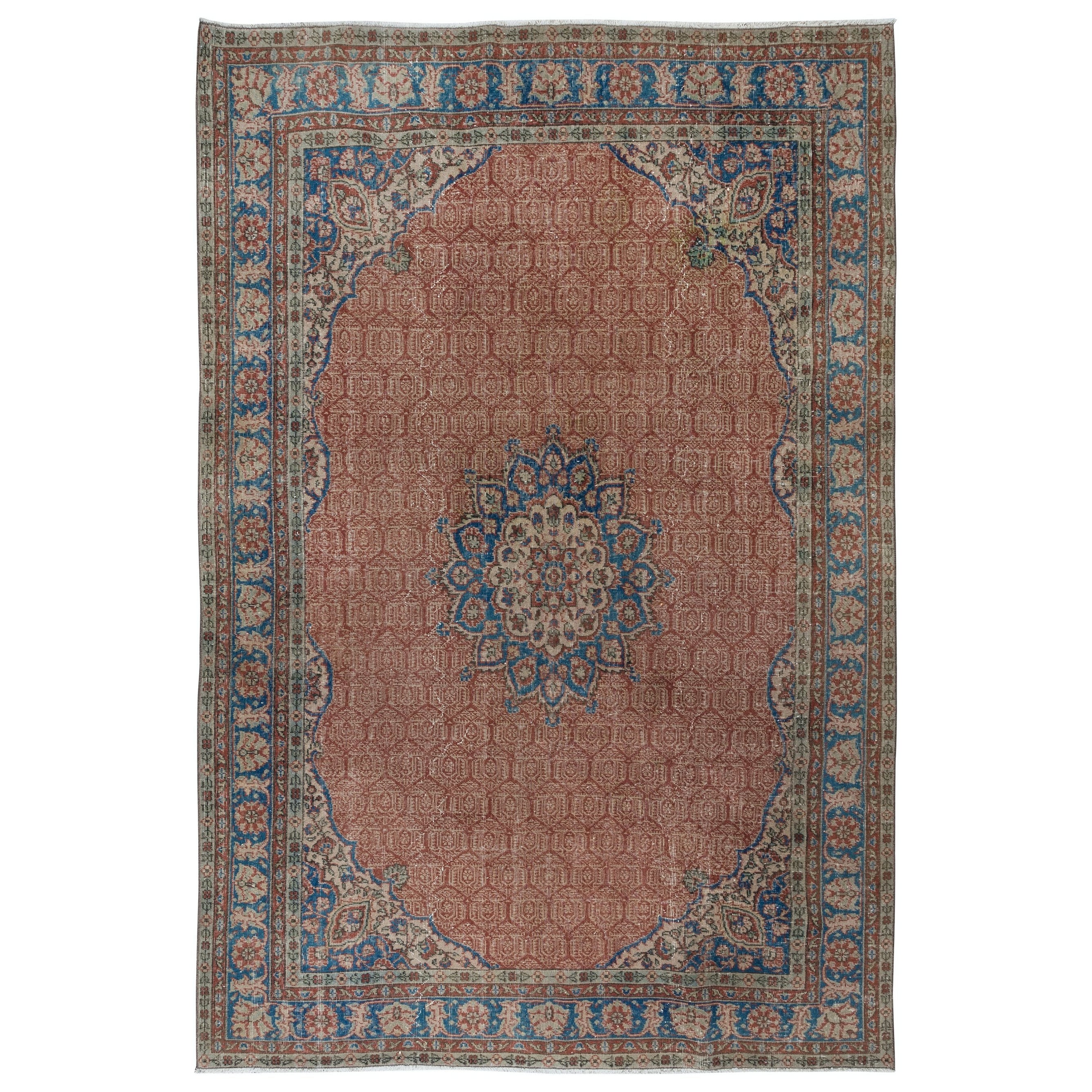 6,8x10 Ft Einzigartiger handgeknüpfter Vintage-Teppich, traditioneller türkischer Teppich im Angebot