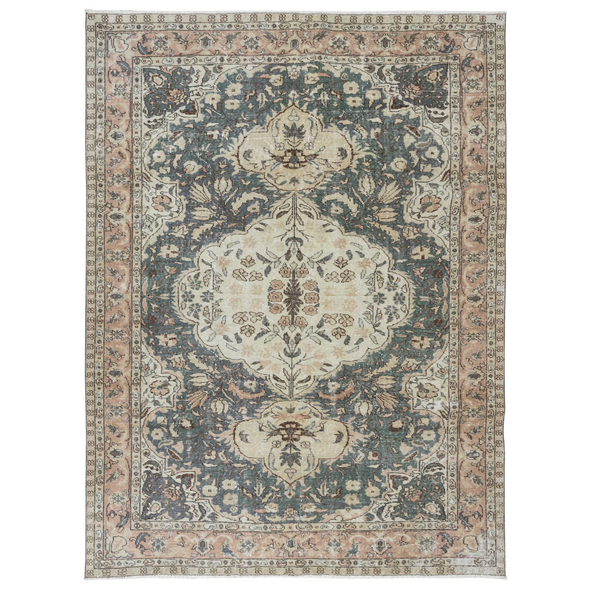6.3x8.5 Ft One of a Kind Handmade Vintage Area Rug, Traditional Turkish Carpet For Sale