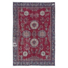 7x10.5 Ft One of a kind Vintage Handmade Turkish Wool Area Rug in Red