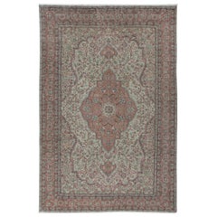 7.4x10.7 Ft Unique Vintage Village Rug, Handmade Turkish Medallion Design Carpet (tapis turc à motifs de médaillons)