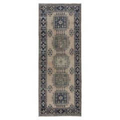 4.6x11.7 Ft Vintage Stair Runner, Handmade Corridor Carpet, Turkish Hallway Rug