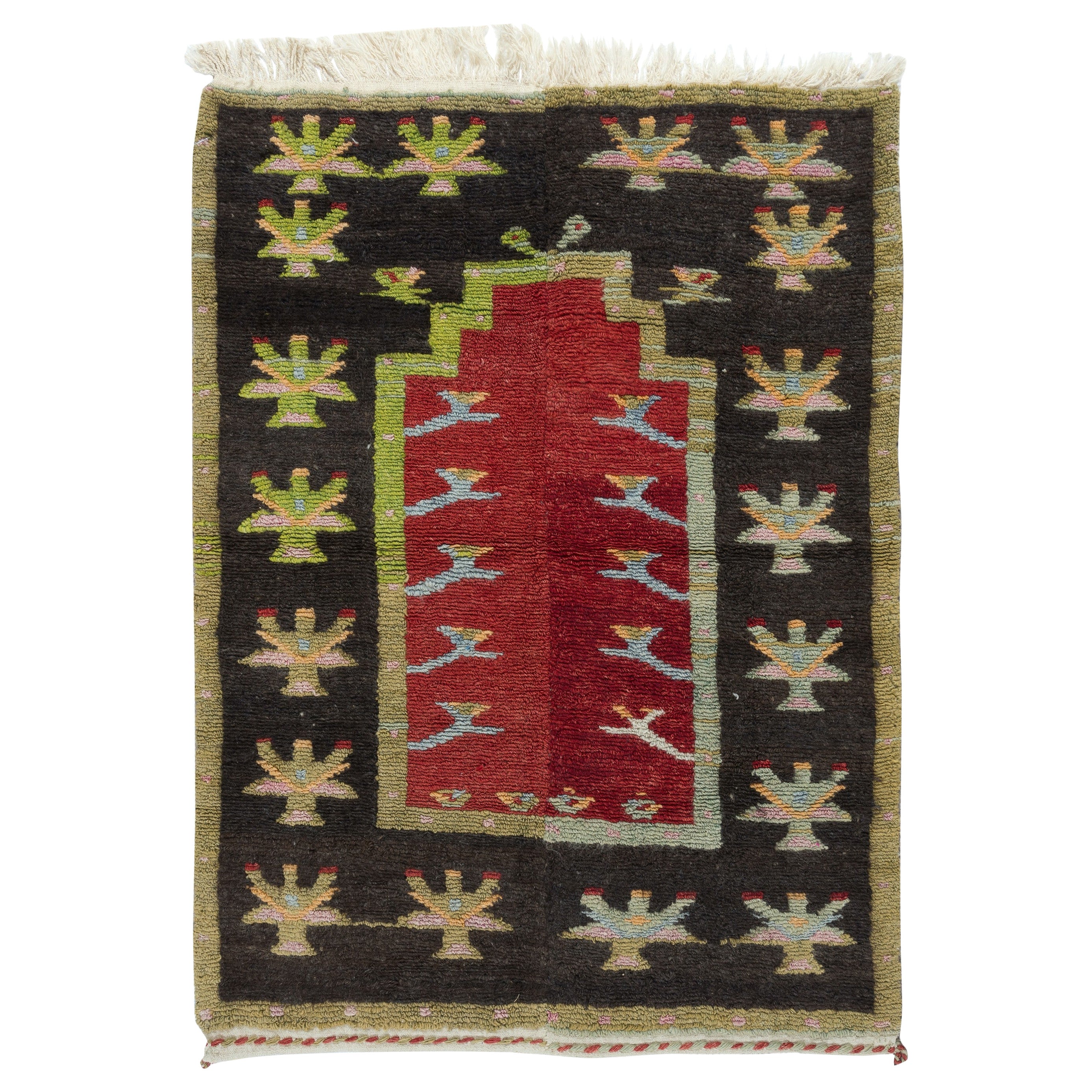 3.3x4.2 Ft Small Handmade Rug, Vintage Turkish Prayer Rug, Decorative Prayer Mat For Sale