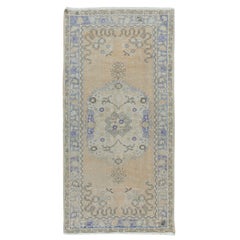 Retro 3.2x6.5 Ft Hand Knotted Turkish Rug with Soft Colors, Mid-20th Century Carpet