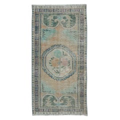 2.5x5 Ft Vintage Handmade Scatter Rug, Turkish Accent Rug, Decorative Door Mat