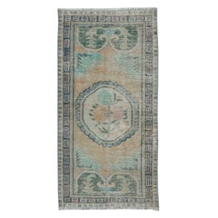 2.5x5 Ft Retro Handmade Scatter Rug, Turkish Accent Rug, Decorative Door Mat