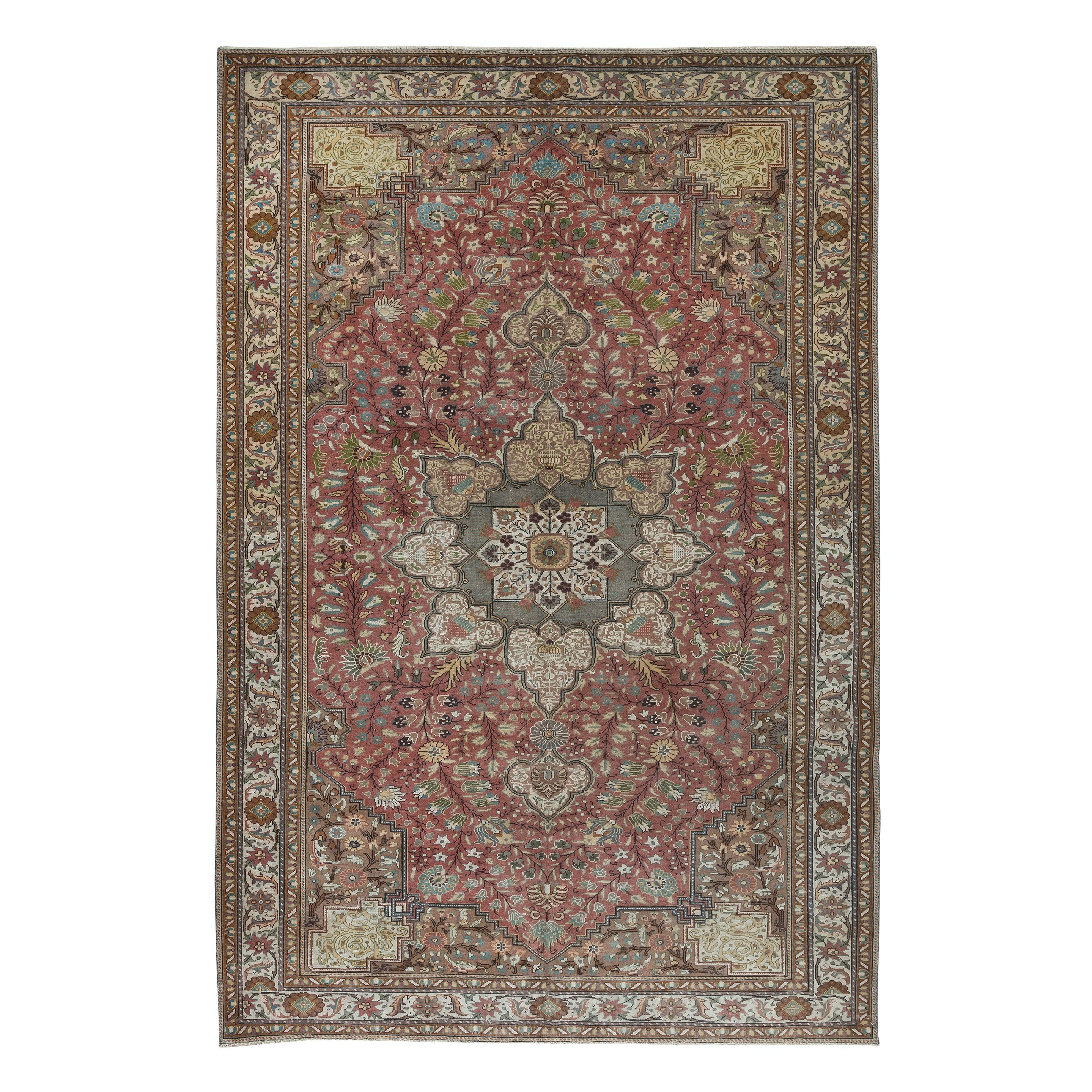 6.3x9.7 Ft Exceptional Vintage Oriental Rug, All Wool, Handmade Turkish Carpet For Sale