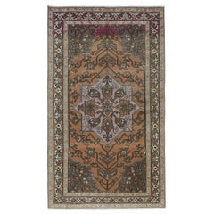 3.7x6.2 Ft Einzigartiger Vintage Stammeskunst-Teppich, handgefertigter türkischer Teppich, ca. 1960
