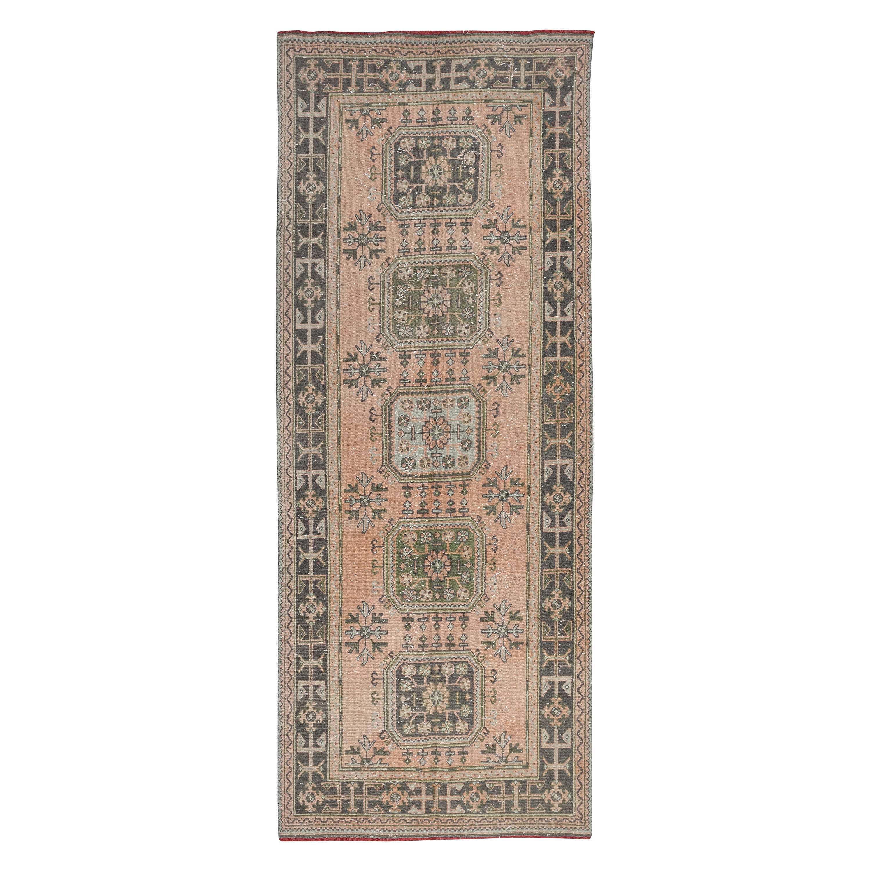 4.5x11 Ft Hand Knotted Runner Rug for Hallway, Vintage Anatolian Corridor Carpet For Sale