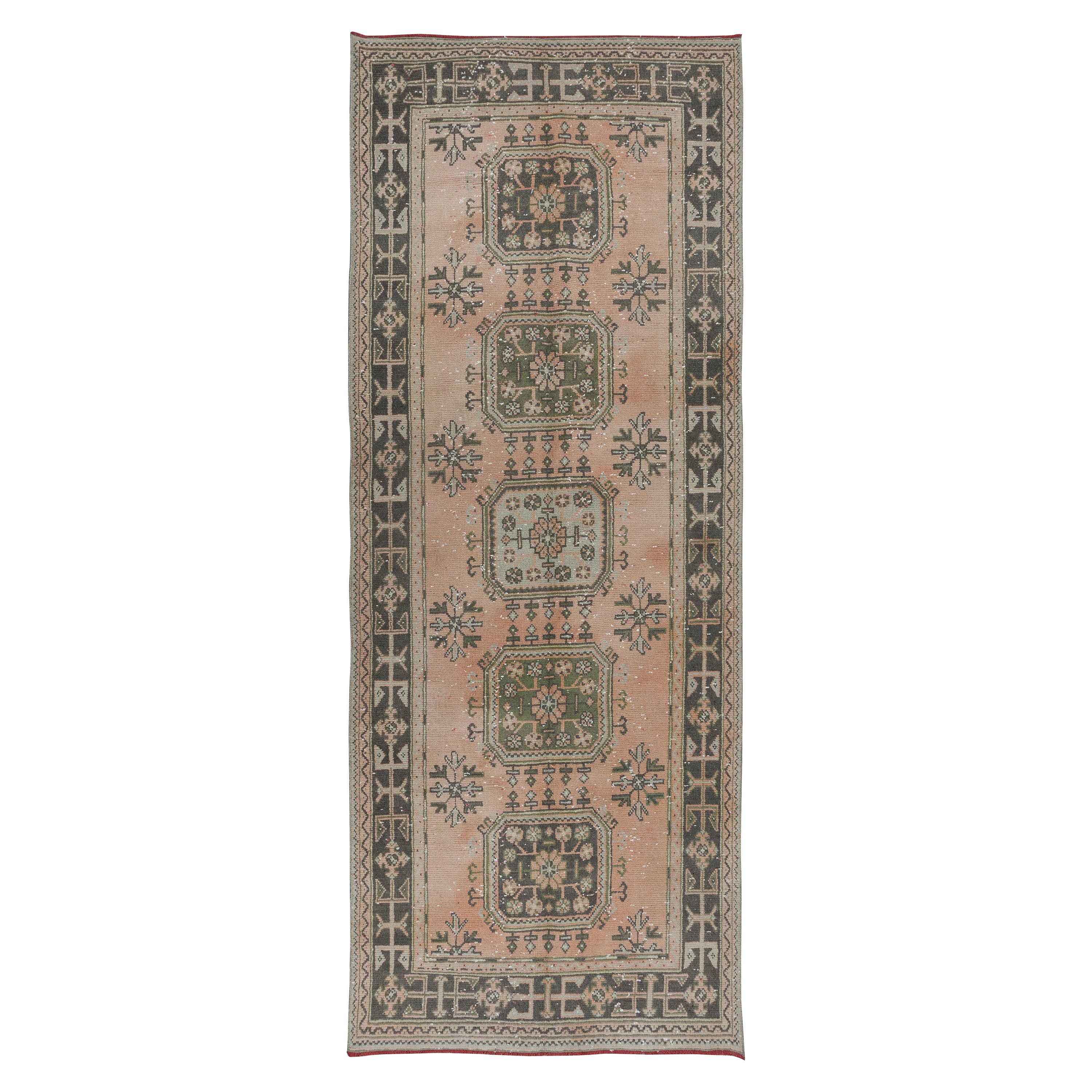 4.6x11 Ft Vintage Stair Runner, Handmade Corridor Carpet, Turkish Hallway Rug