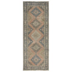 4.6x12 Ft Handmade Runner Rug for Hallway, Vintage Turkish Sille Corridor Carpet