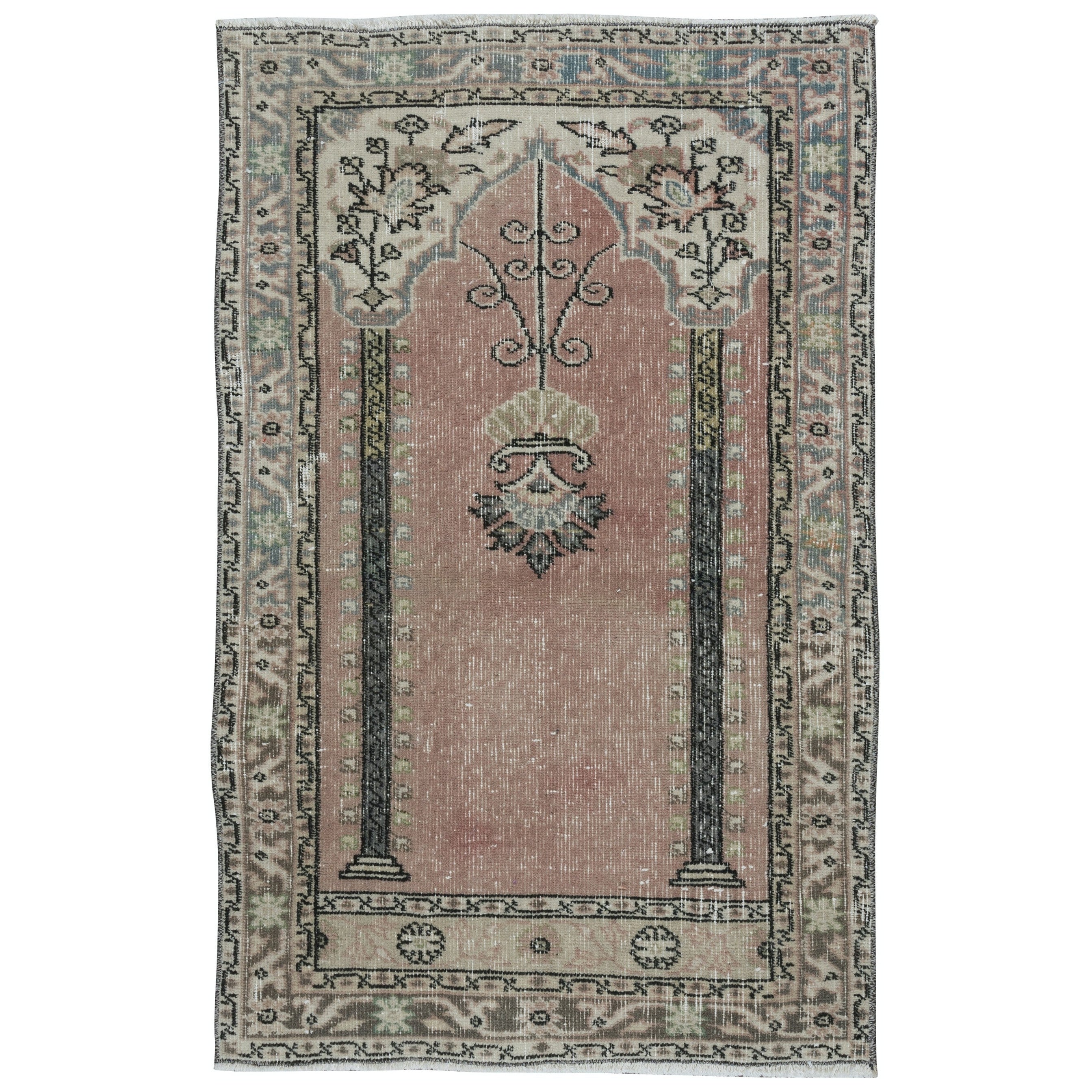 2.5x4 Ft Handmade Turkish Prayer Rug, Ramadan Gift, Vintage Soft Red Prayer Mat For Sale