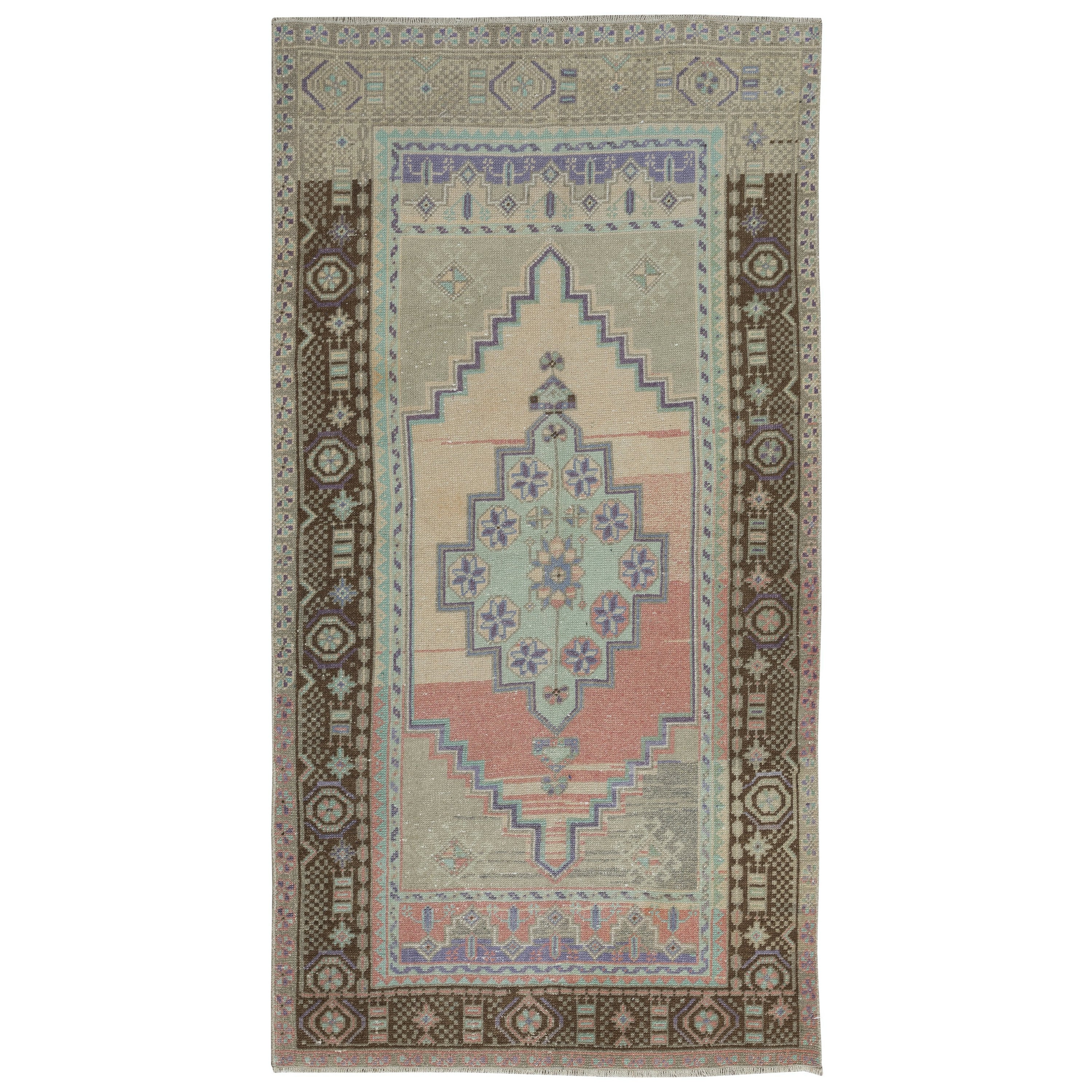 3.5x6.5 Ft Hand Knotted Oriental Rug, Vintage Turkish Village Carpet, 100% Wool For Sale