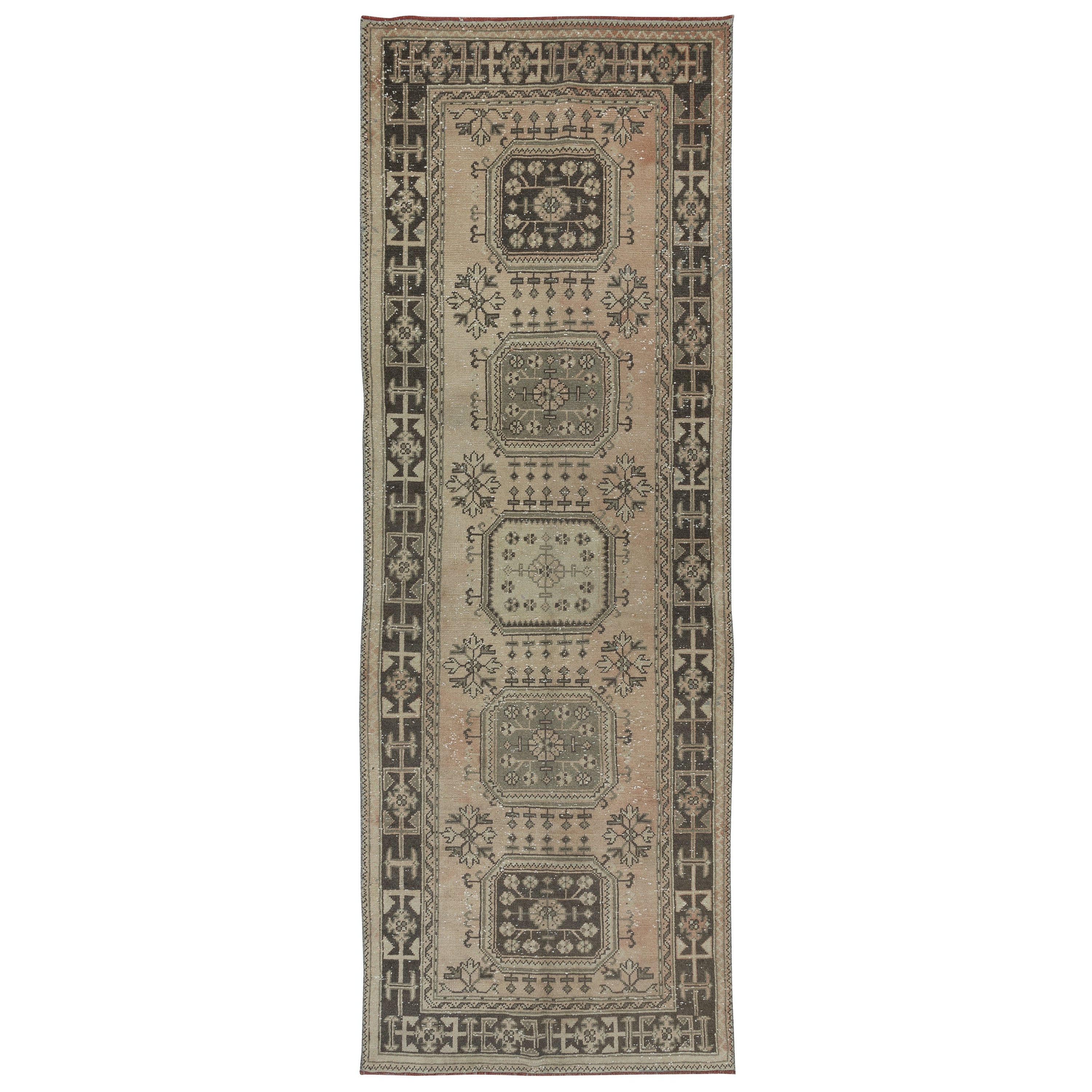 4x11.3 Ft Traditional Hand Knotted Hallway Runner, Vintage Turkish Corridor Rug For Sale