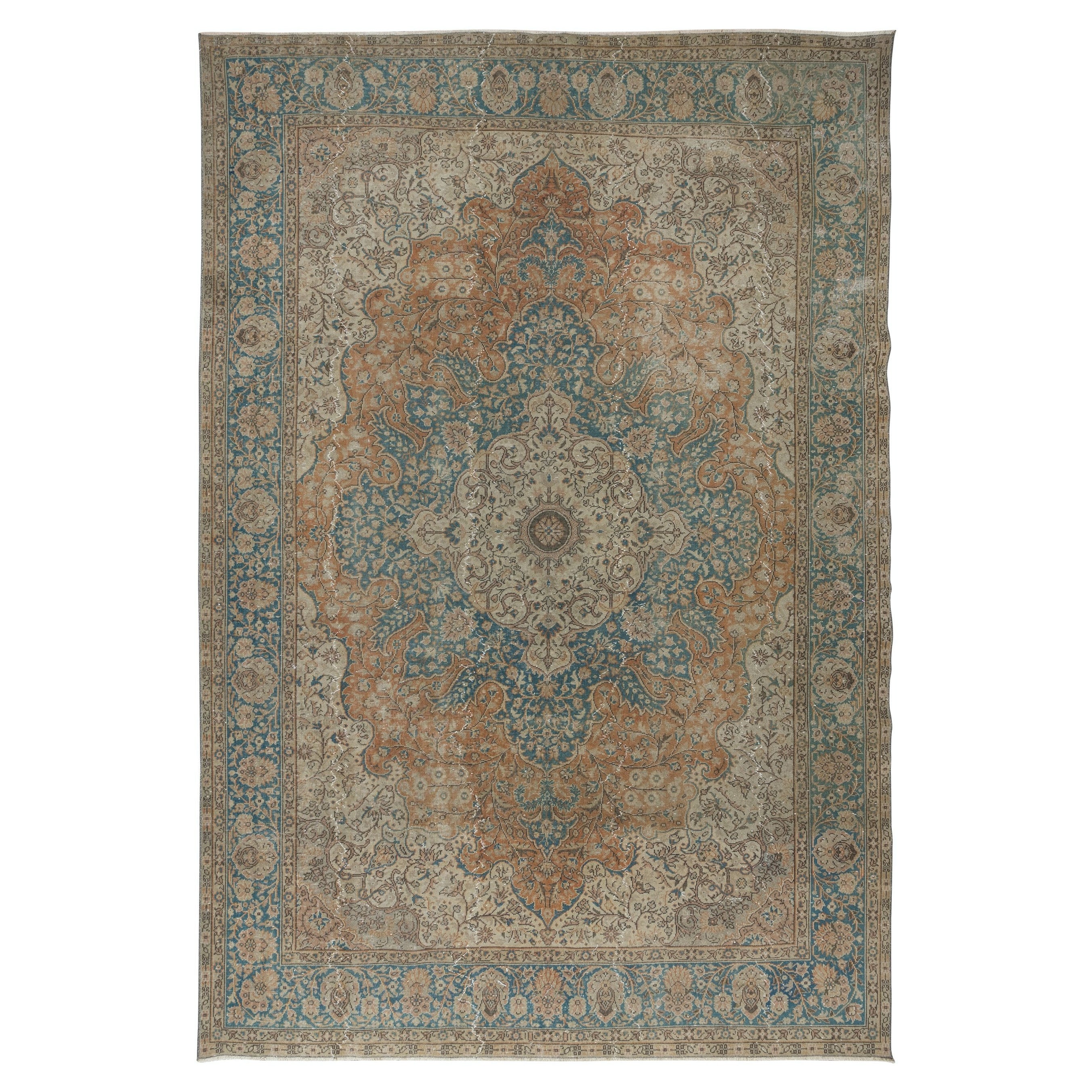8x11.6 Ft One-of-a-Kind Vintage Oriental Rug, Handmade Turkish Village Carpet For Sale