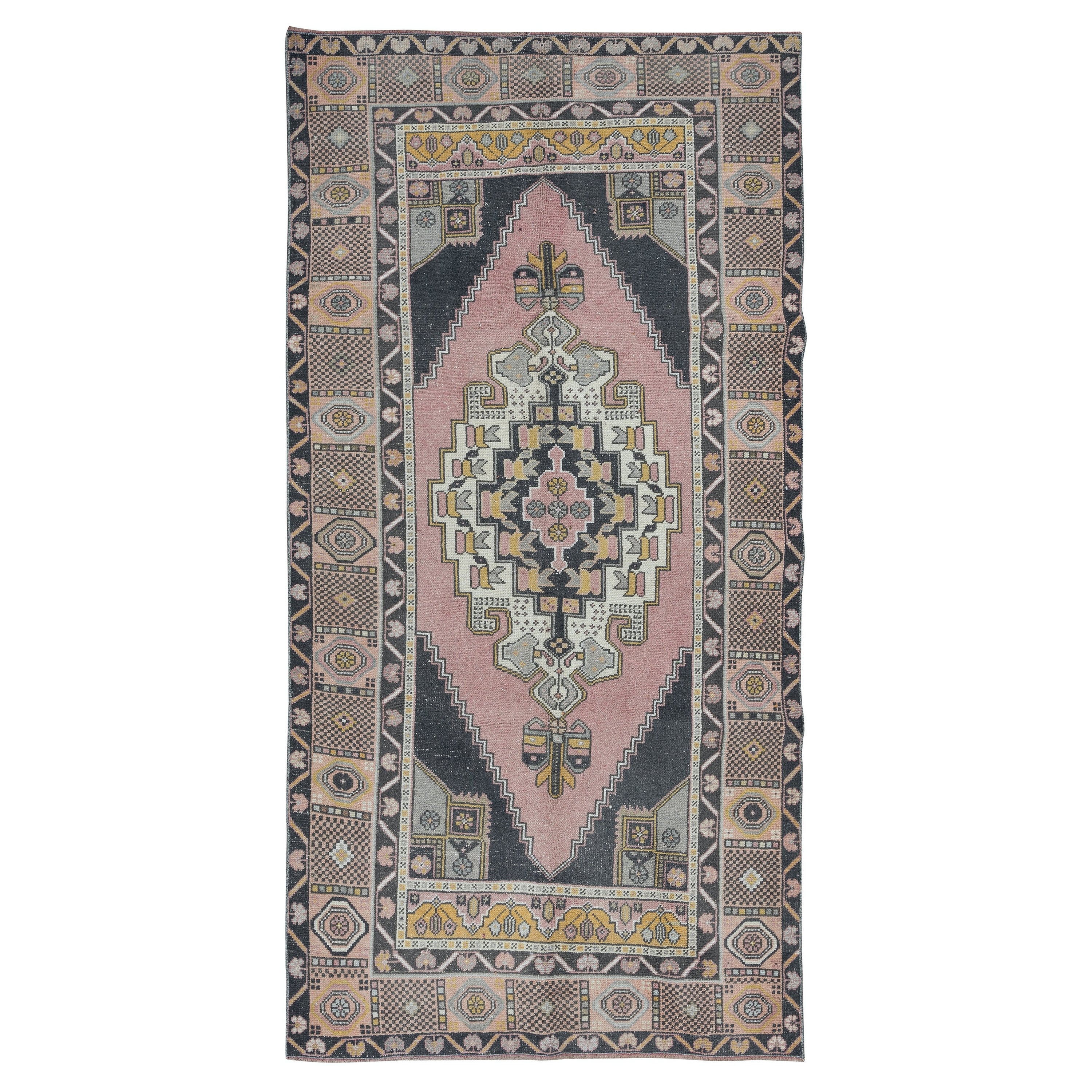 4.6x8.7 Ft Vintage Turkish Tribal Rug, Handmade Oriental Carpet, 100% Wool