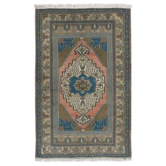 4x6 Ft One of a Pair Used Turkish Wool Tribal Rug, Handmade Oriental Carpet