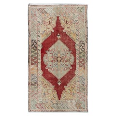 3.5x6.3 Ft Vintage Türkischer Stammeskunst-Teppich aus Wolle, traditioneller handgefertigter Dorfteppich